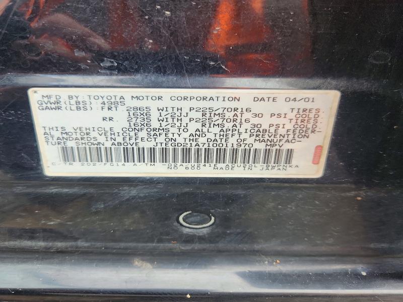 Aukcja sprzedaży 2001 Toyota Highlander, vin: JTEGD21A710011970, numer aukcji: 62875396