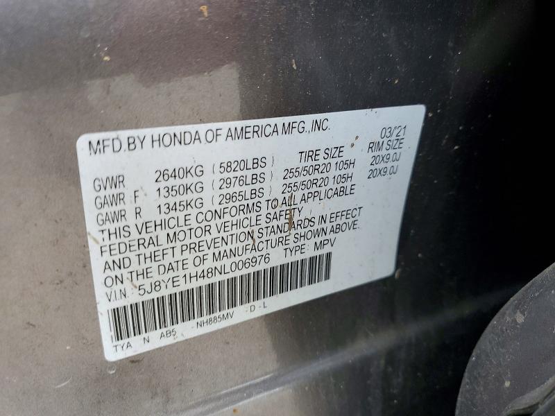 Продажа на аукционе авто 2022 Acura Mdx, vin: 5J8YE1H48NL006976, номер лота: 62852956