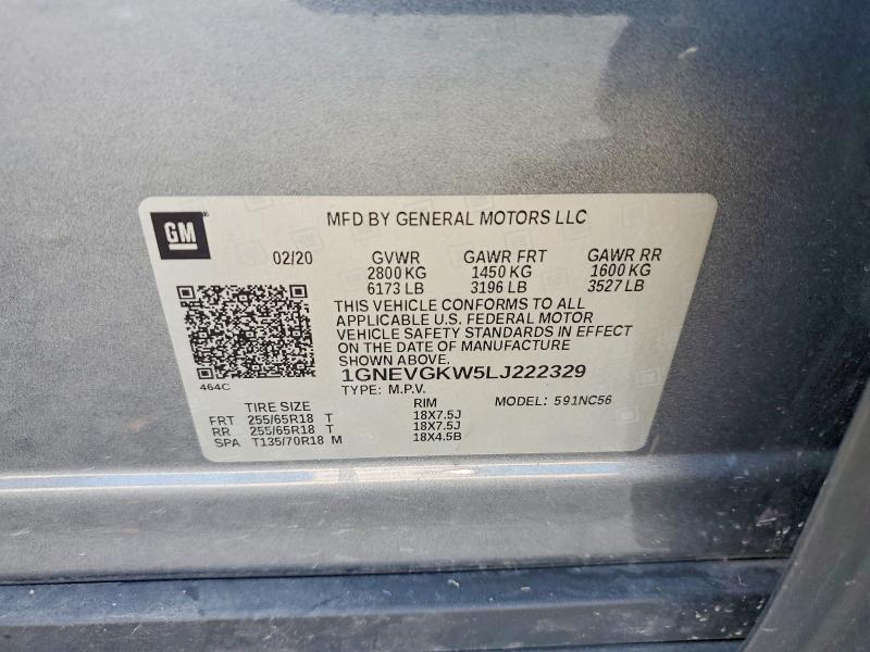 Продажа на аукционе авто 2020 Chevrolet Traverse, vin: 1GNEVGKW5LJ222329, номер лота: 62386286
