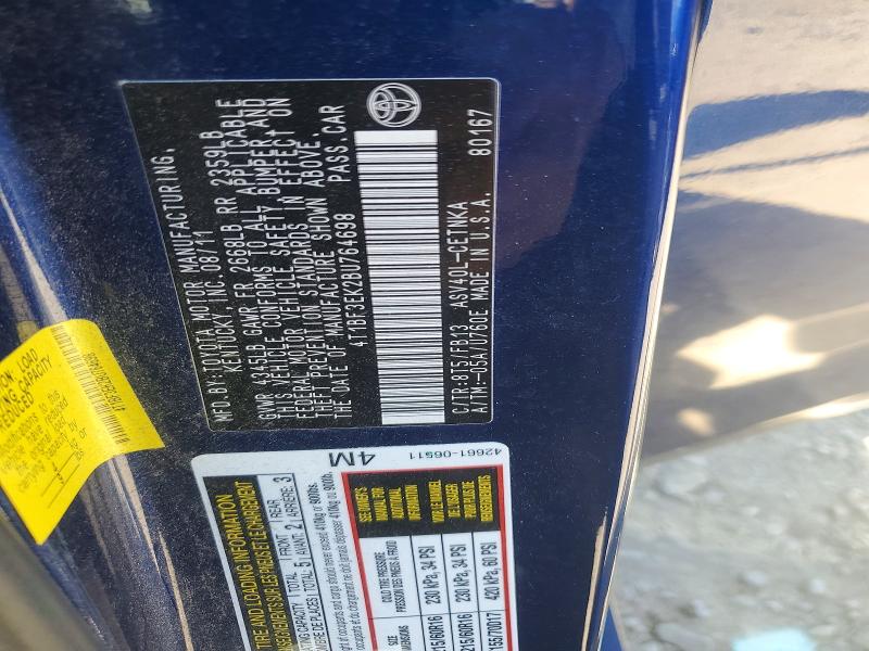 59775616 :رقم المزاد ، 4T1BF3EK2BU764698 vin ، 2011 Toyota Camry مزاد بيع
