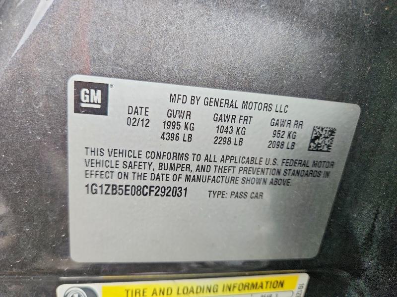 Продаж на аукціоні авто 2012 Chevrolet Malibu, vin: 1G1ZB5E08CF292031, номер лоту: 60399366
