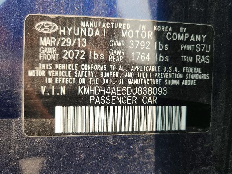 Aukcja sprzedaży 2013 Hyundai Elantra, vin: KMHDH4AE5DU838093, numer aukcji: 61188866