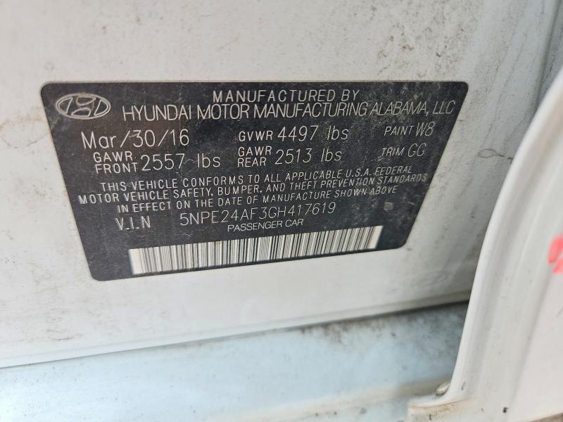 62628486 :رقم المزاد ، 5NPE24AF3GH417619 vin ، 2016 Hyundai Sonata مزاد بيع