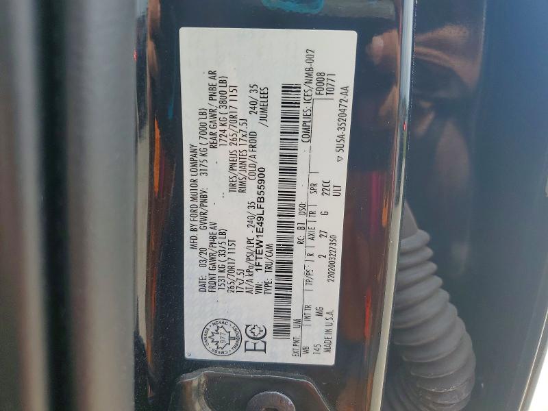 Aukcja sprzedaży 2020 Ford F150, vin: 1FTEW1E49LFB55900, numer aukcji: 60217666