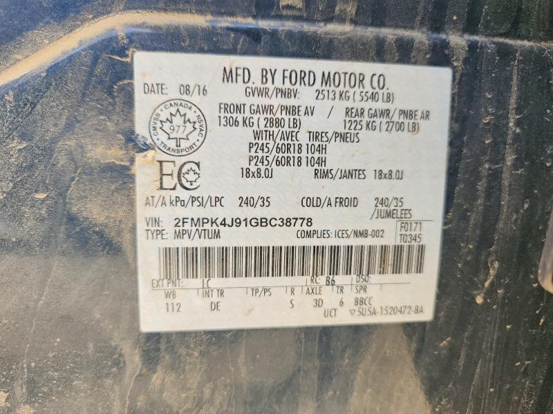 Продажа на аукционе авто 2016 Ford Edge, vin: 2FMPK4J91GBC38778, номер лота: 60405596