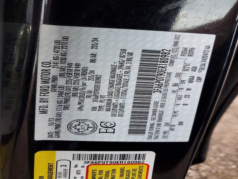 2014 Ford Fusion მანქანა იყიდება აუქციონზე, vin: 3FA6P0T90ER180982, აუქციონის ნომერი: 62611636