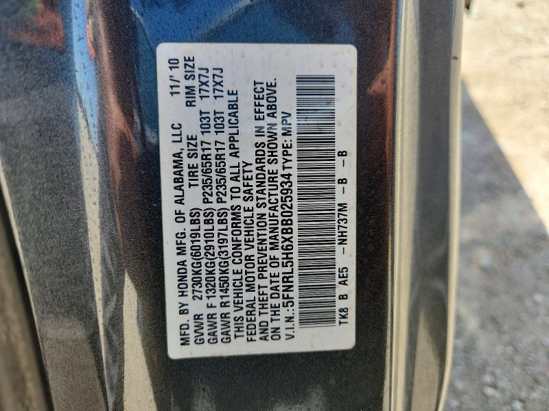 61944806 :رقم المزاد ، 5FNRL5H6XBB025934 vin ، 2011 Honda Odyssey مزاد بيع