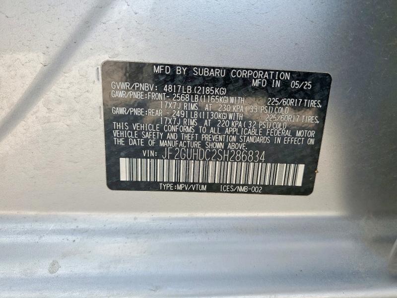 Продажа на аукционе авто 2025 Subaru Crosstrek, vin: JF2GUHDC2SH286834, номер лота: 62163916