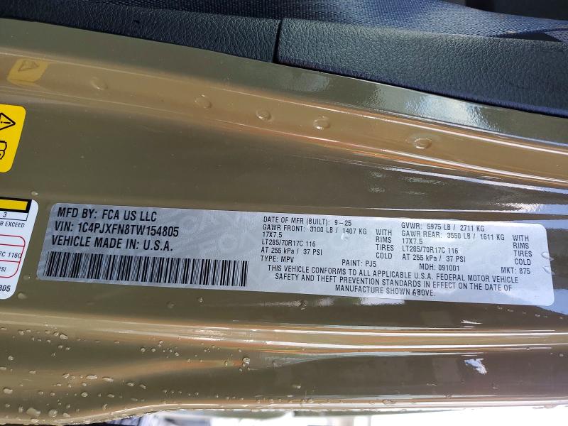 59957526 :رقم المزاد ، 1C4PJXFN8TW154805 vin ، 2026 Jeep Wrangler مزاد بيع