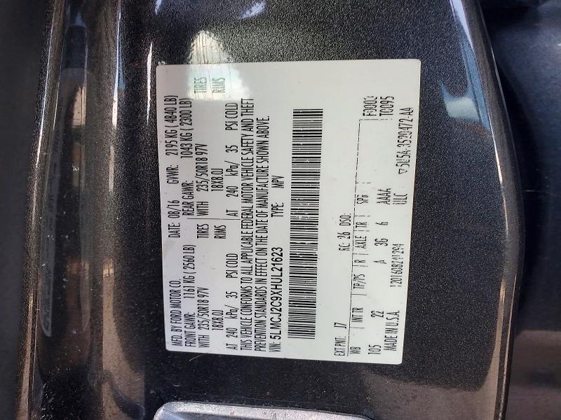 Aukcja sprzedaży 2017 Lincoln Mkc, vin: 5LMCJ2C9XHUL21623, numer aukcji: 59993606