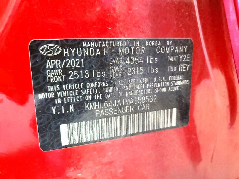 2021 Hyundai Sonata მანქანა იყიდება აუქციონზე, vin: KMHL64JA1MA158532, აუქციონის ნომერი: 59271946