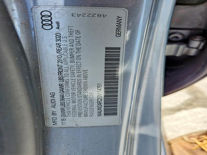 60737466 :رقم المزاد ، WAUW2AFC2GN114751 vin ، 2016 Audi S7 مزاد بيع