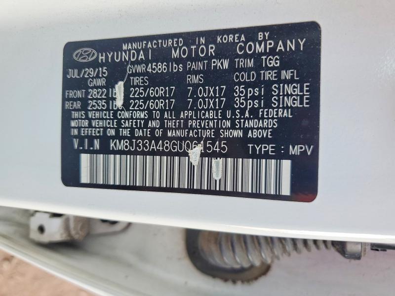 62017226 :رقم المزاد ، KM8J33A48GU061545 vin ، 2016 Hyundai Tucson مزاد بيع