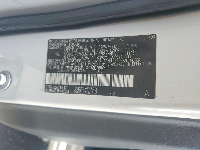 2006 Toyota Tundra მანქანა იყიდება აუქციონზე, vin: 5TBET34116S537234, აუქციონის ნომერი: 60377036