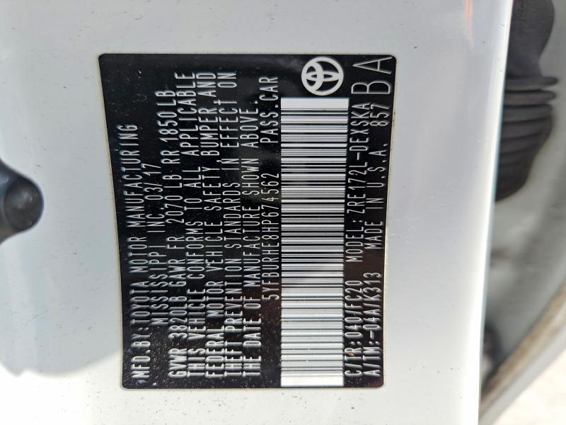 Aukcja sprzedaży 2017 Toyota Corolla, vin: 5YFBURHE8HP674562, numer aukcji: 62224276