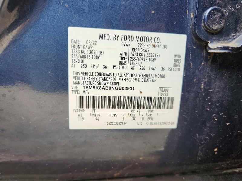 Aukcja sprzedaży 2022 Ford Explorer, vin: 1FM5K8AB0NGB03931, numer aukcji: 61158356
