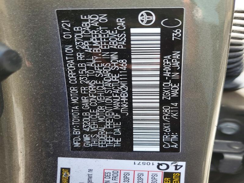 Продаж на аукціоні авто 2021 Toyota C-hr, vin: JTNKHMBX2M1111468, номер лоту: 63503016