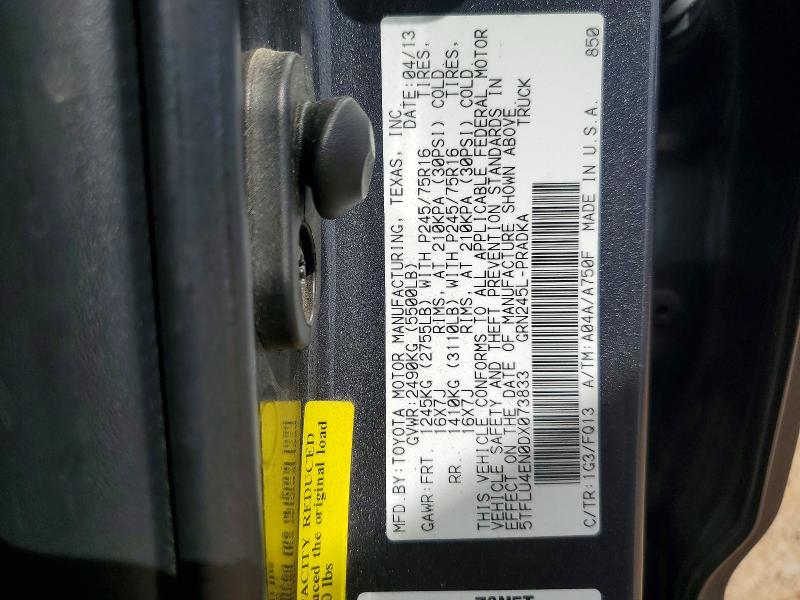 2013 Toyota Tacoma მანქანა იყიდება აუქციონზე, vin: 5TFLU4EN0DX073833, აუქციონის ნომერი: 61784436