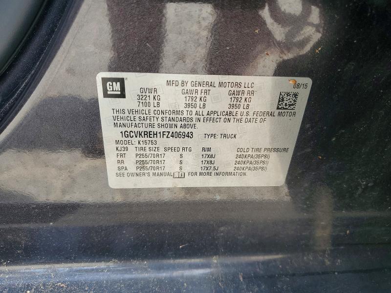 Продажа на аукционе авто 2015 Chevrolet Silverado, vin: 1GCVKREH1FZ406943, номер лота: 59611646