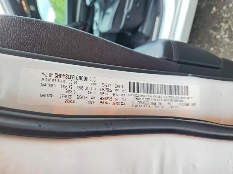 2015 Dodge Durango მანქანა იყიდება აუქციონზე, vin: 1C4RDJDG6FC730026, აუქციონის ნომერი: 61840456