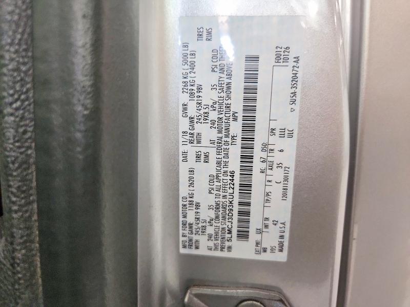 2019 Lincoln Mkc მანქანა იყიდება აუქციონზე, vin: 5LMCJ3D93KUL22446, აუქციონის ნომერი: 60073026