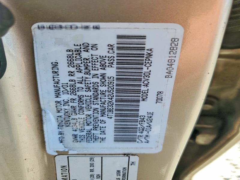 63424686 :رقم المزاد ، 4T1BE32K42U520915 vin ، 2002 Toyota Camry مزاد بيع