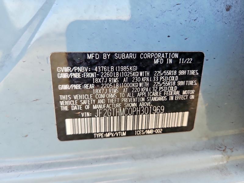 Продаж на аукціоні авто 2023 Subaru Crosstrek, vin: JF2GTHMC0PH301969, номер лоту: 60714066