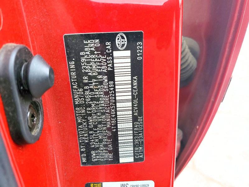 2007 Toyota Camry მანქანა იყიდება აუქციონზე, vin: 4T1BE46K57U025498, აუქციონის ნომერი: 62666266