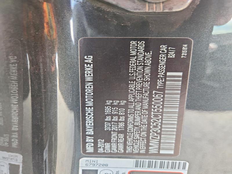 Aukcja sprzedaży 2012 Mini Cooper, vin: WMWZP3C52CT550067, numer aukcji: 60702256