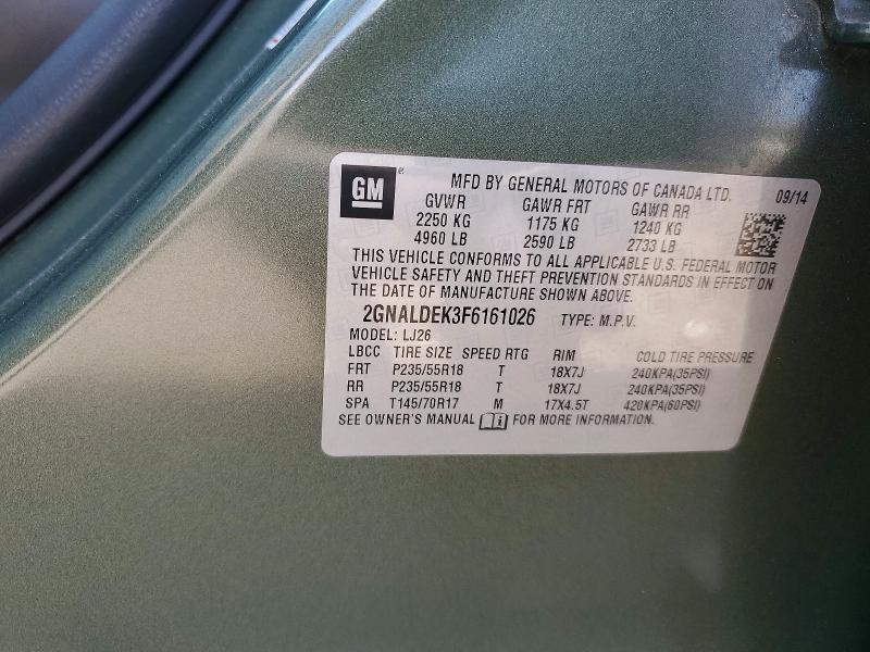 60290656 :رقم المزاد ، 2GNALDEK3F6161026 vin ، 2015 Chevrolet Equinox مزاد بيع