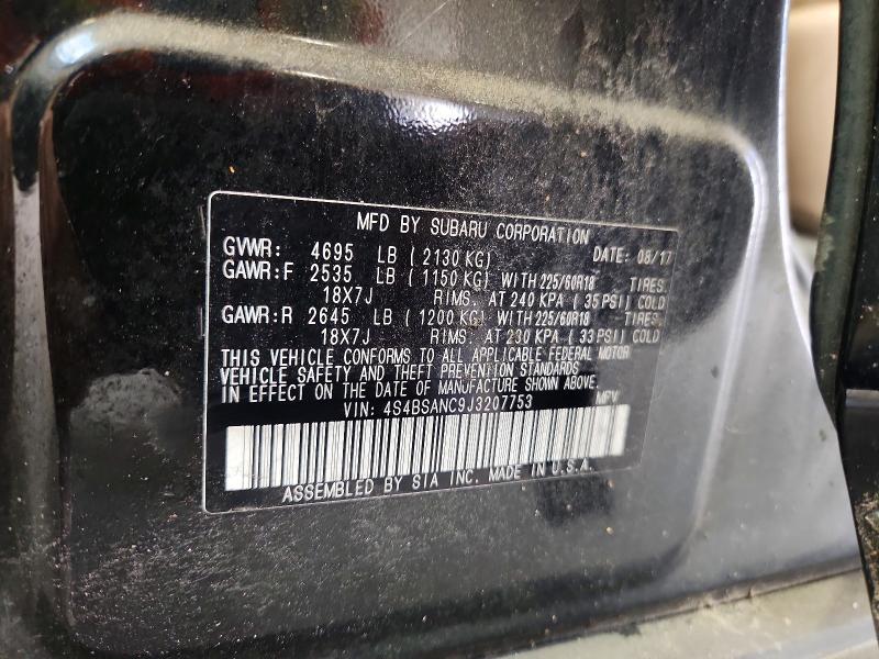 Aukcja sprzedaży 2018 Subaru Outback, vin: 4S4BSANC9J3207753, numer aukcji: 60432046