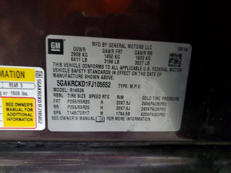 Продаж на аукціоні авто 2015 Buick Enclave, vin: 5GAKRCKD1FJ105652, номер лоту: 60262066