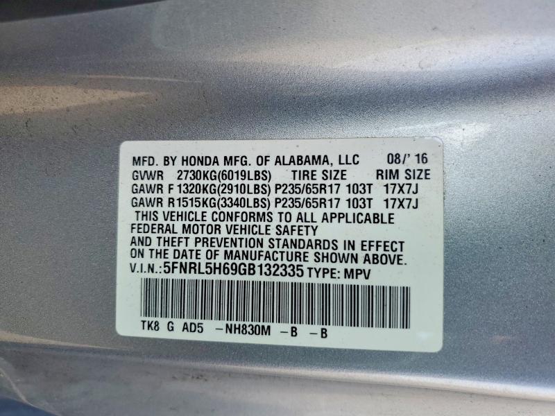 Продаж на аукціоні авто 2016 Honda Odyssey, vin: 5FNRL5H69GB132335, номер лоту: 62073386