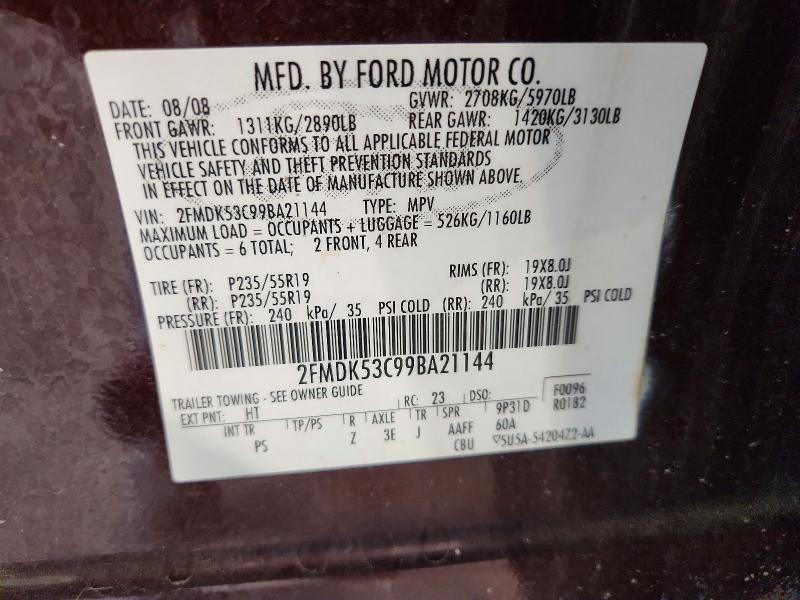 Продажа на аукционе авто 2009 Ford Flex, vin: 2FMDK53C99BA21144, номер лота: 61747276