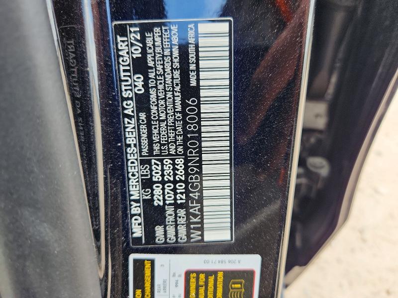 Aukcja sprzedaży 2022 Mercedes-benz C, vin: W1KAF4GB9NR018006, numer aukcji: 59218456