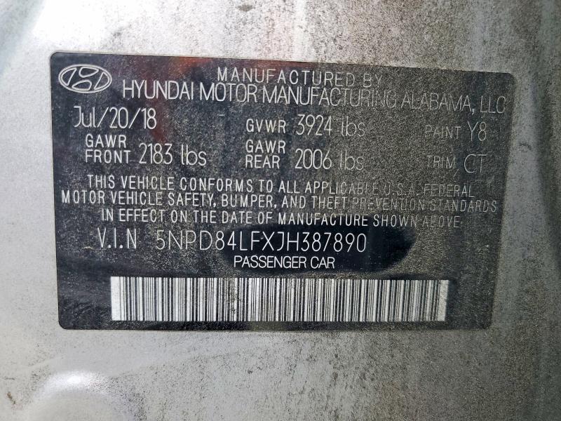 Auction sale of the 2018 Hyundai Elantra, vin: 5NPD84LFXJH387890, lot number: 61417486