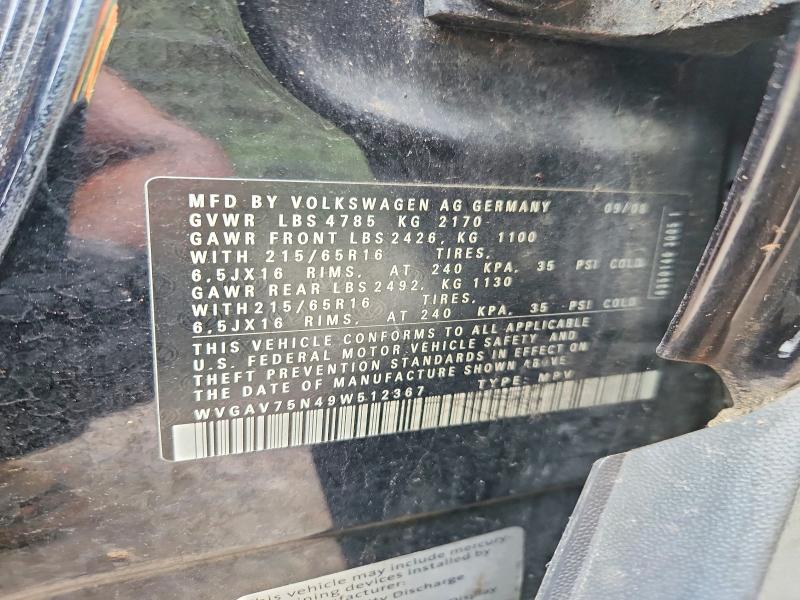 59955956 :رقم المزاد ، WVGAV75N49W512367 vin ، 2009 Volkswagen Tiguan مزاد بيع