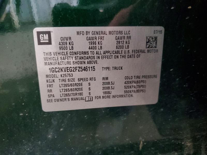 Aukcja sprzedaży 2015 Chevrolet Silverado, vin: 1GC2KVEG2FZ546115, numer aukcji: 62027656