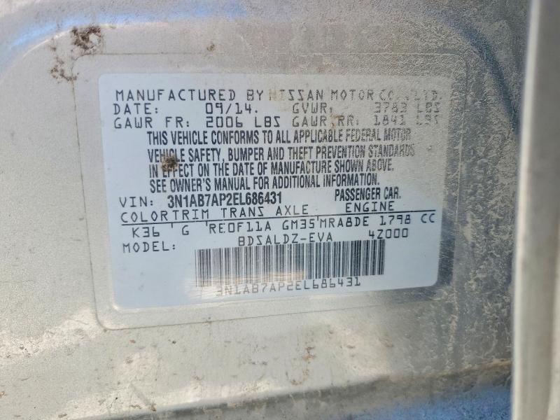 Aukcja sprzedaży 2014 Nissan Sentra, vin: 3N1AB7AP2EL686431, numer aukcji: 60204976