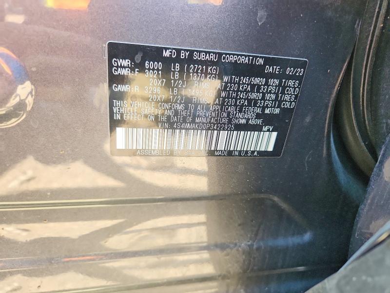 60184486 :رقم المزاد ، 4S4WMAKD0P3422925 vin ، 2023 Subaru Ascent مزاد بيع