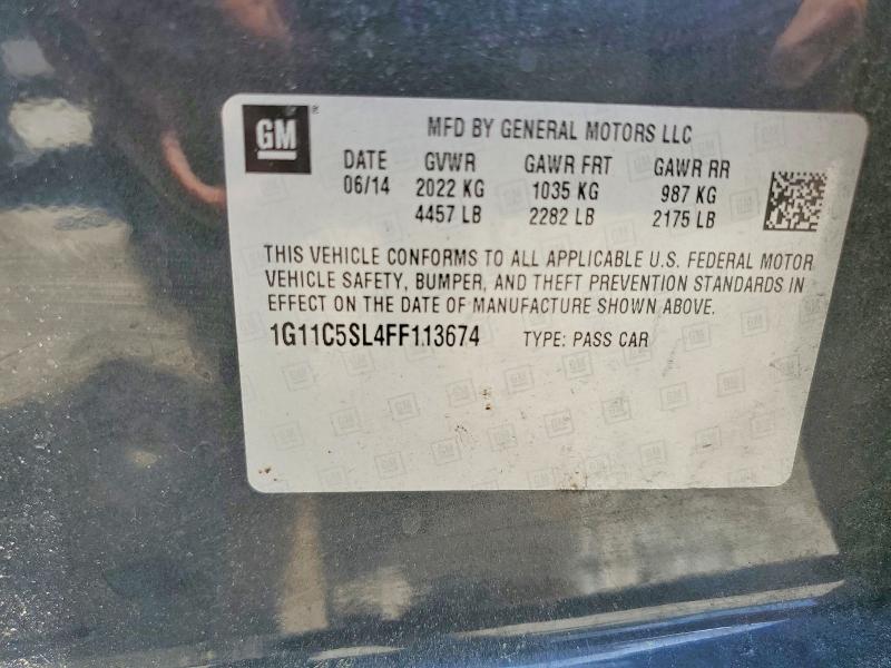 2015 Chevrolet Malibu მანქანა იყიდება აუქციონზე, vin: 1G11C5SL4FF113674, აუქციონის ნომერი: 59952216