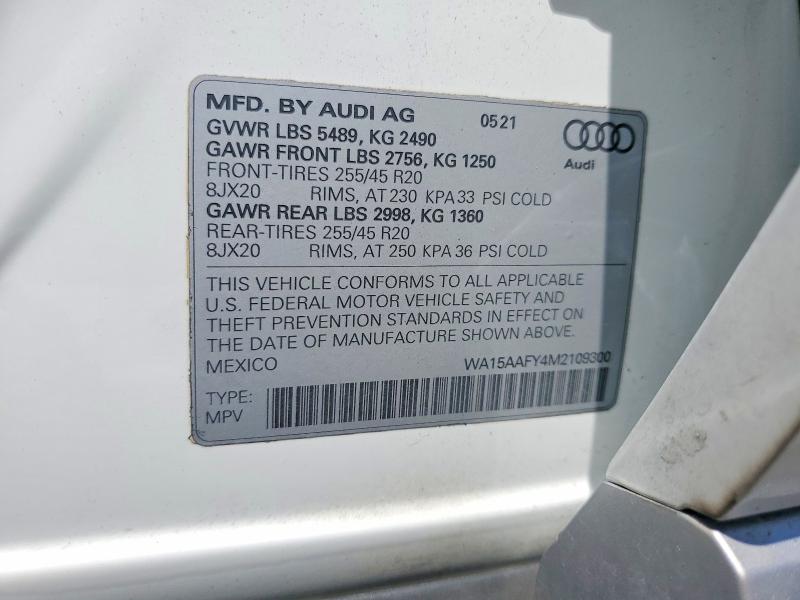 Aukcja sprzedaży 2021 Audi Q5, vin: WA15AAFY4M2109300, numer aukcji: 57272426