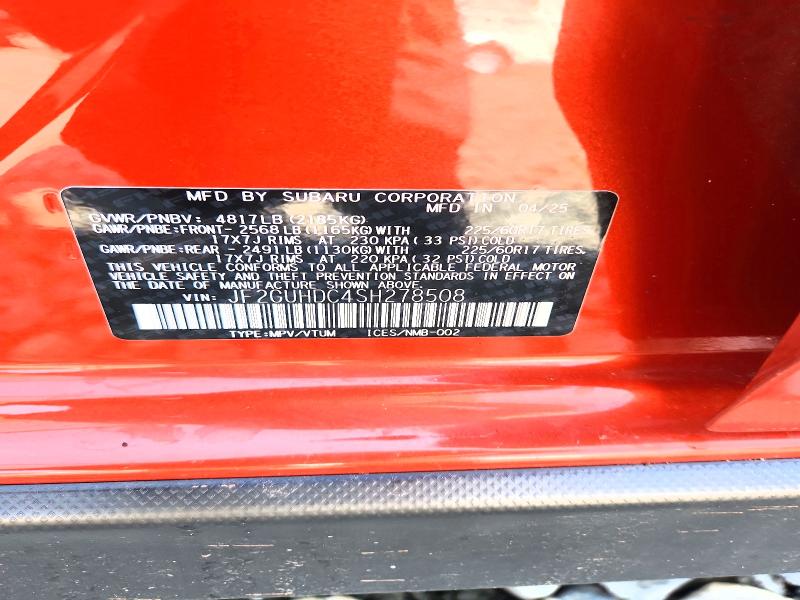 Продаж на аукціоні авто 2025 Subaru Crosstrek, vin: JF2GUHDC4SH278508, номер лоту: 60440496