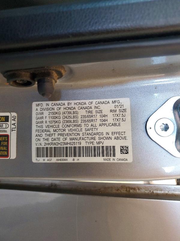 59864276 :رقم المزاد ، 2HKRW2H23MH625119 vin ، 2021 Honda Cr-v مزاد بيع