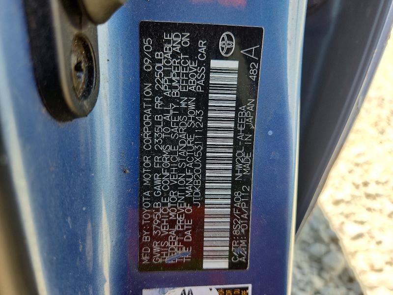 60693216 :رقم المزاد ، JTDKB20UX53111243 vin ، 2005 Toyota Prius مزاد بيع