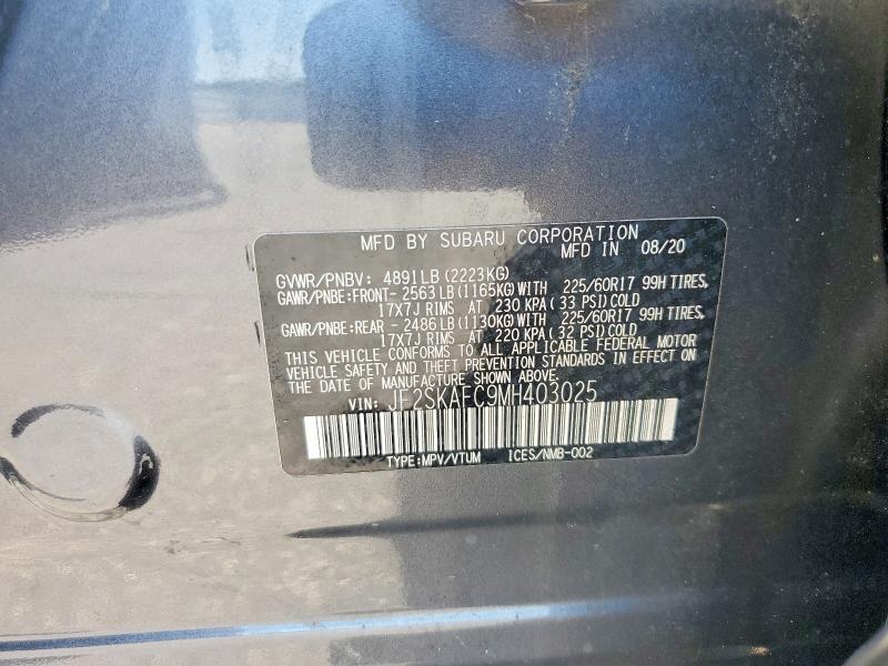 Продажа на аукционе авто 2021 Subaru Forester, vin: JF2SKAFC9MH403025, номер лота: 61149446