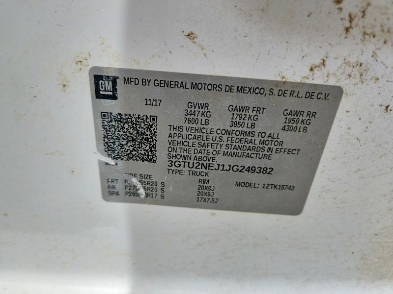 2018 Gmc Sierra მანქანა იყიდება აუქციონზე, vin: 3GTU2NEJ1JG249382, აუქციონის ნომერი: 60149496