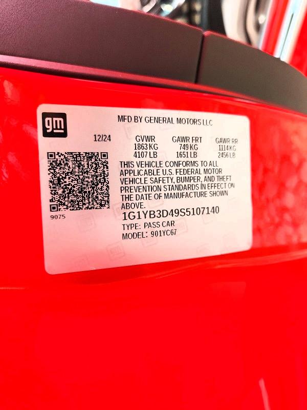 2025 Chevrolet Corvette მანქანა იყიდება აუქციონზე, vin: 1G1YB3D49S5107140, აუქციონის ნომერი: 61153936