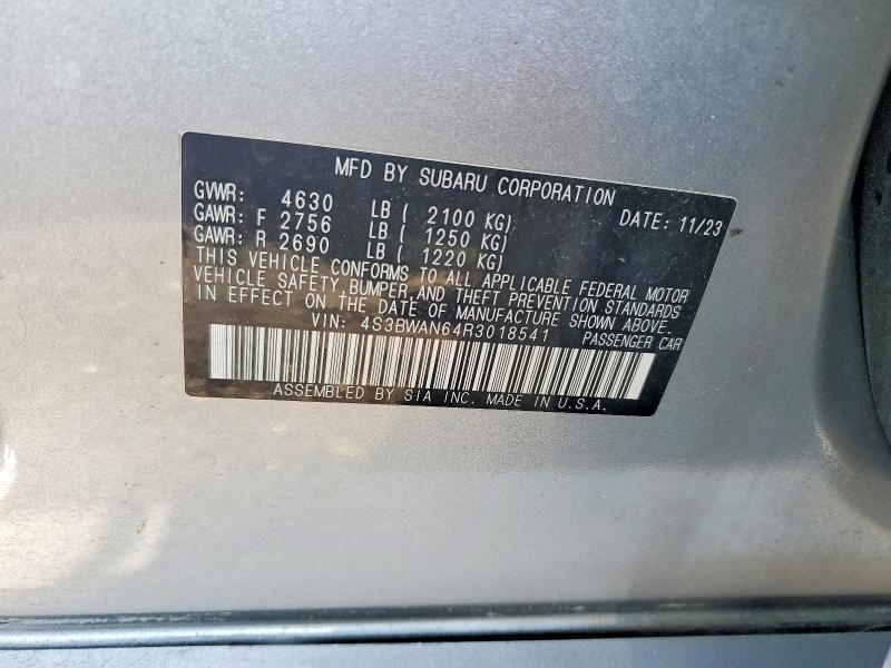 Продаж на аукціоні авто 2024 Subaru Legacy, vin: 4S3BWAN64R3018541, номер лоту: 58730996
