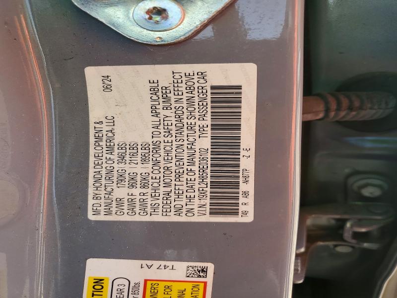 Продажа на аукционе авто 2024 Honda Civic, vin: 19XFL2H85RE036102, номер лота: 60279506